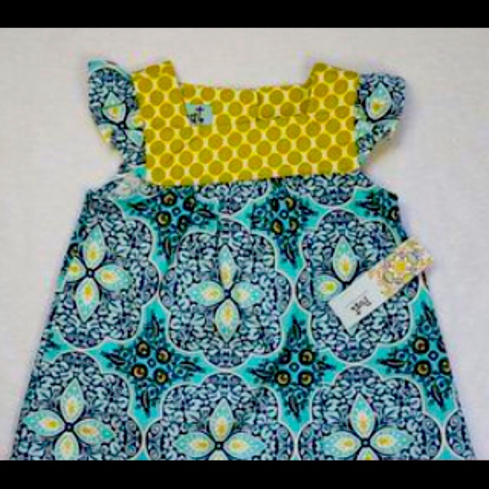 Pout 4T Top Shirt Boutique Blue Green Short Sleeve
